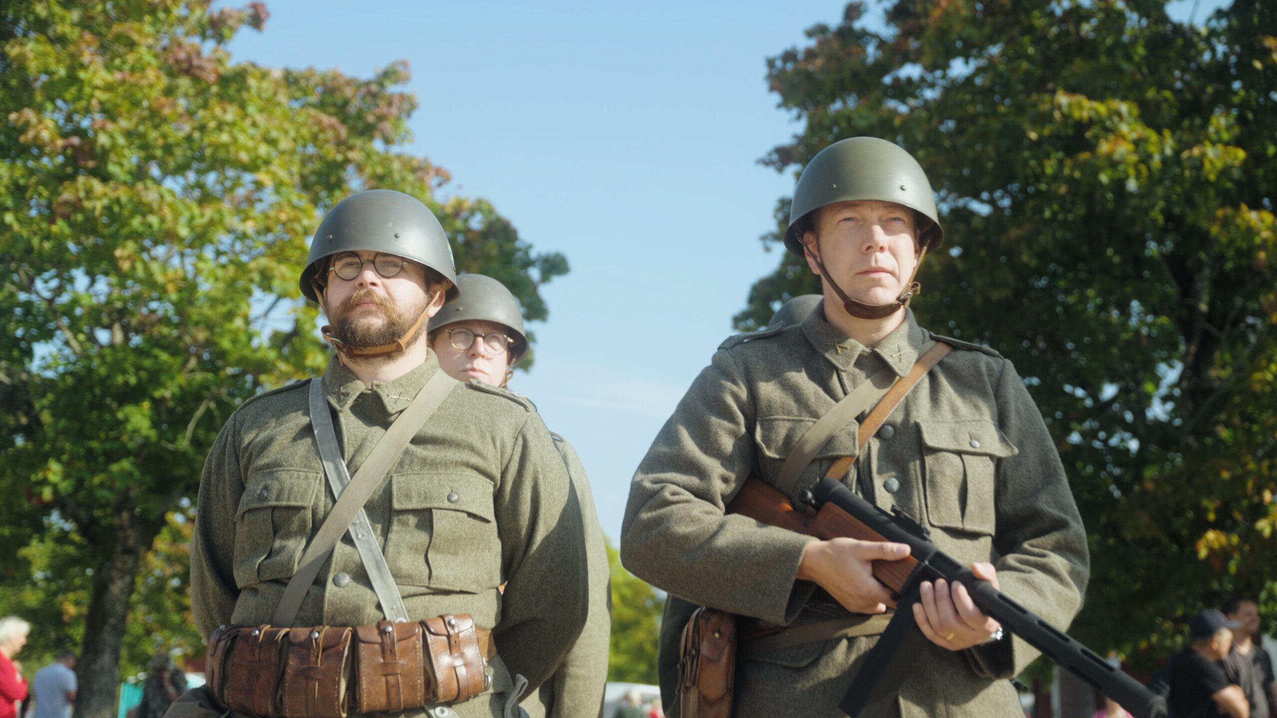 Reenactment gruppen Gröna Dragonerna under Backamos 300-års jubileum.